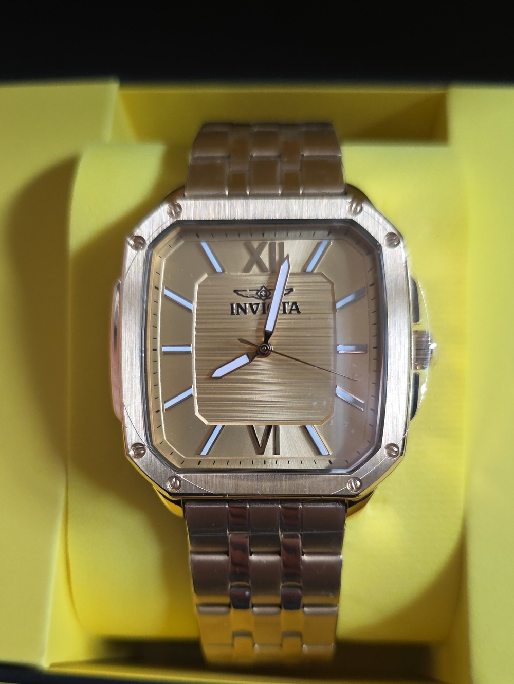 672.  Invicta Cuadro Dexia Men's Watch - 39mm. Gold (50358)